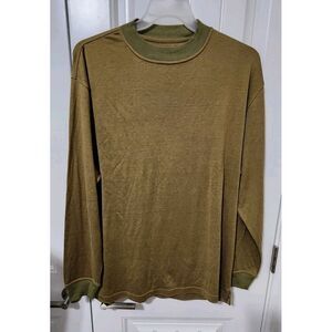 Bugatchi Uomo Mock Neck Long Sleeve Silk Blend‎ Knit Sweater Men's L Tan